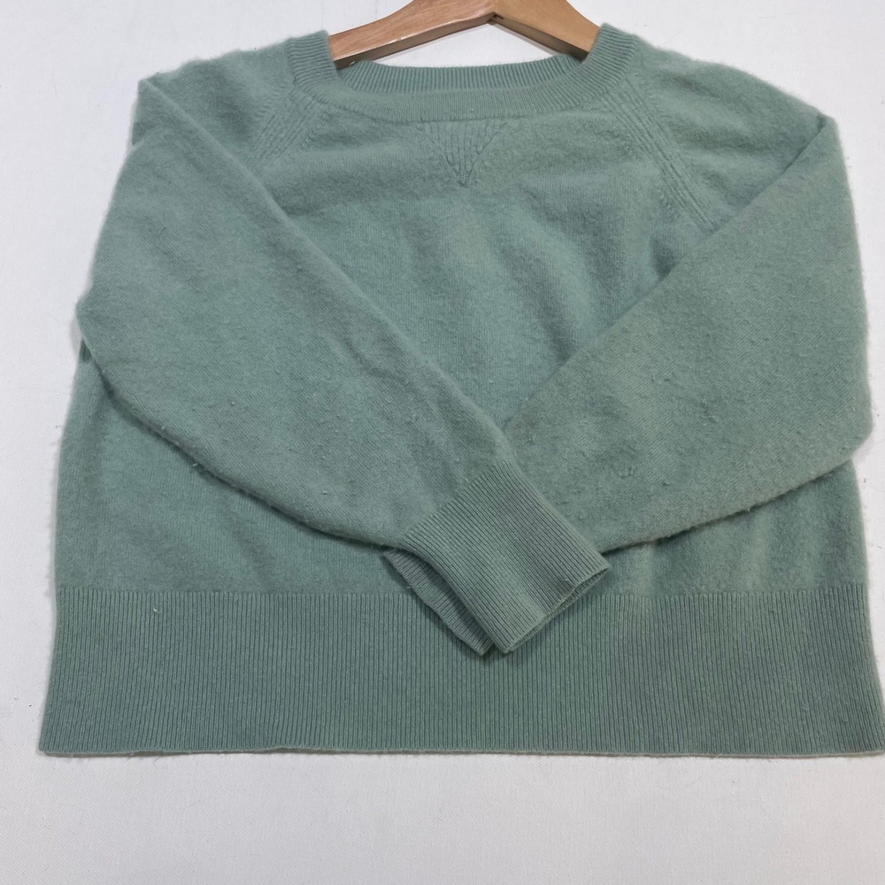 J.Crew Sweater Women S Green 100% Cashmere Raglan Crewneck Pullover Knit Luxe